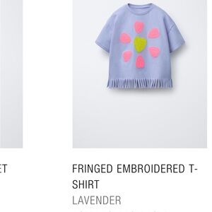 Zara Lavender Tee with Pink and Green Embroidery